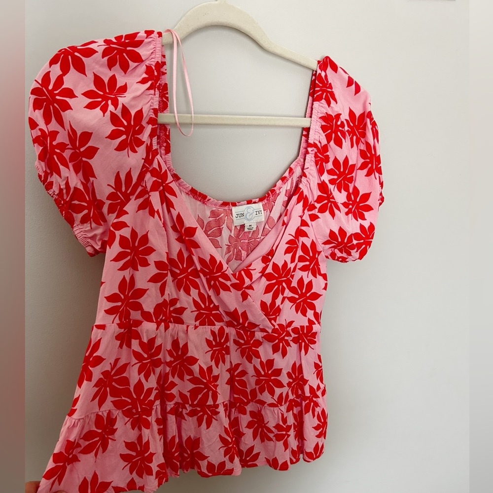 Francescas Pink and Orange Summery Flowered Blouse